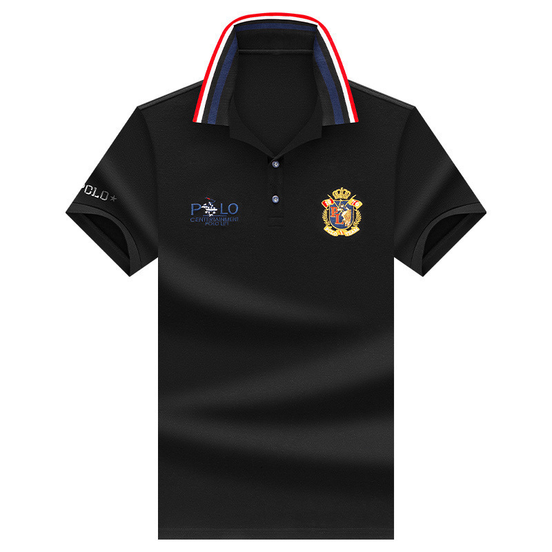 Men's Mint Green Polo Shirt With Color Striped Collar And Royal Crest Embroidery Soft Pique Cotton Short Sleeve Casual Top For Summer Office And 