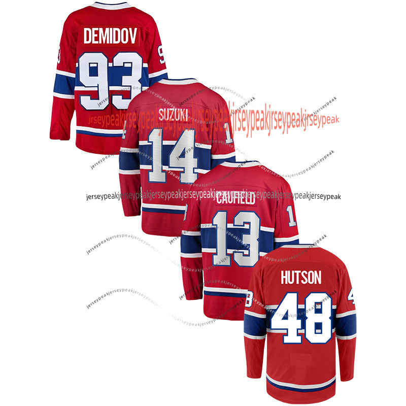 Wholesale Top Stitched 93 IVAN DEMIDOV Ice Hockey Jerseys Montreal 13 Caufield 48 Lane Hutson 14 Suzuki Mens Womens Youth