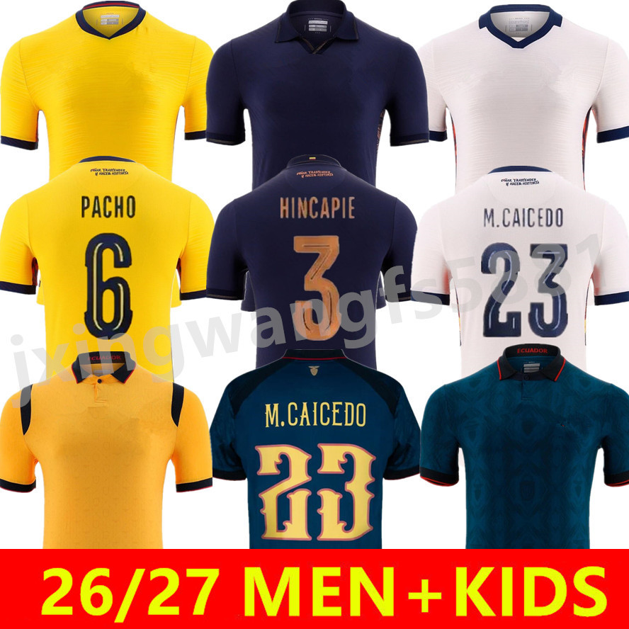 2026 Ecuador soccer jersey Men shirt 26 27 Camiseta de futbol Centenary Hincapie Paez M.CAICEDO PACHO Home Away Third Football uniform kids kits