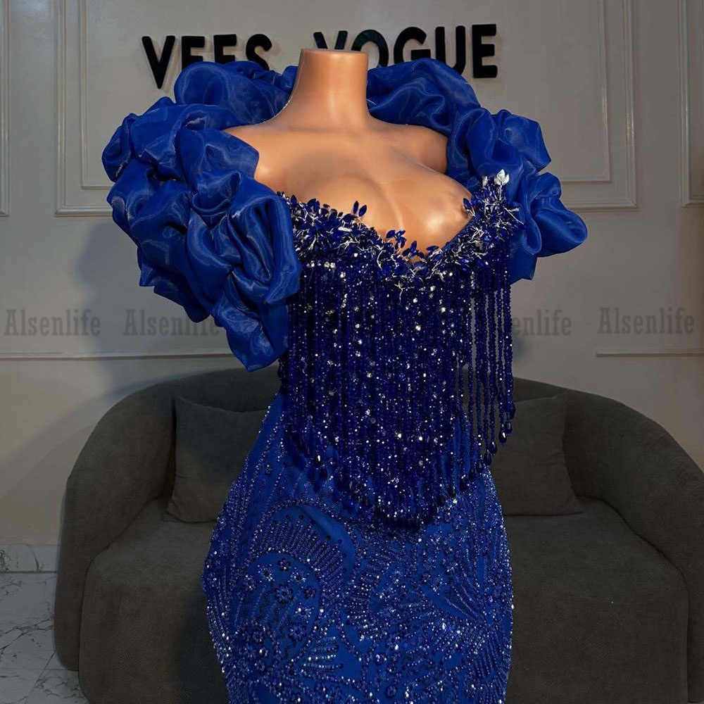 Royal Blue Prom Dresses For Women 2026 Mermaid Sequins Beading Evening Gowns Off Shoulder Gala Gown