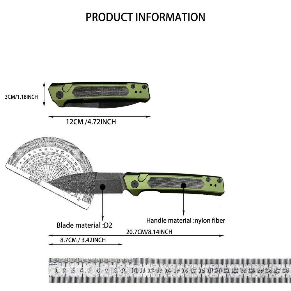 KS7205 Folding Knife 8Cr13MoV Blade Aluminum + G10 Handle, EDC Outdoor Multi-Tool Hunting Knife, Portable Tactical Pocket Knife