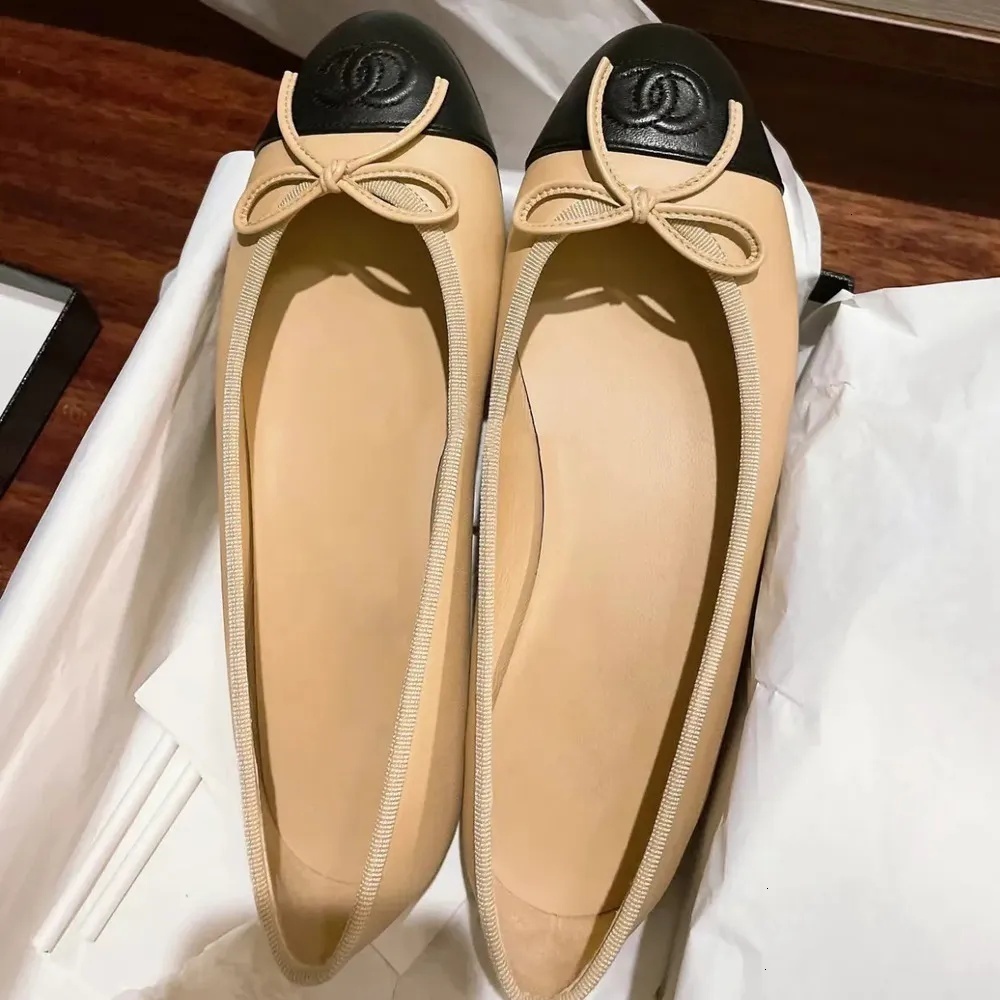 designer shoes paris brand designer black ballet flats shoes Women Quilted Genuine Leather Slip On Ballerina Luxury Round Toe Ladies Dress Shoes HJ2G Slingbacks P0