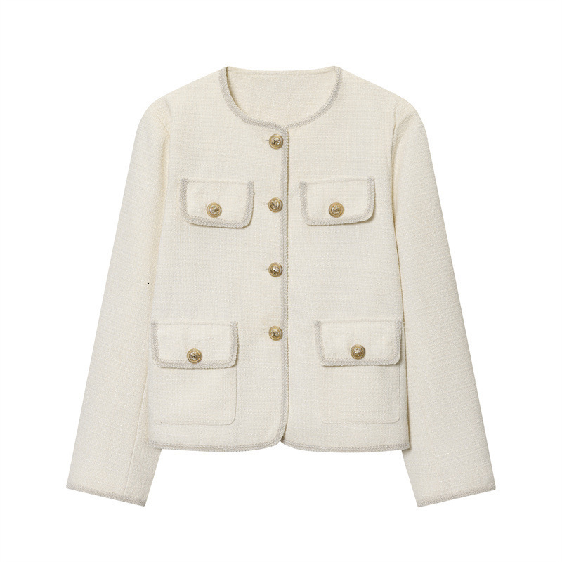 2025 Fashionable Womens Round Neck Pocket Fleece Jacket 251030