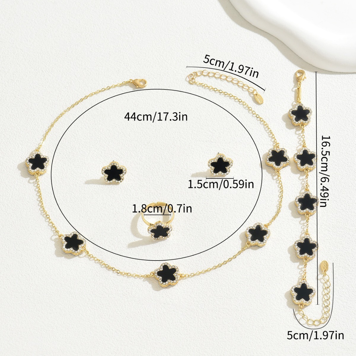 designer necklace jewelry Hotselling women bracelet jewelry set with floral diamond design necklace earrings versatile niche ring High quality accesso