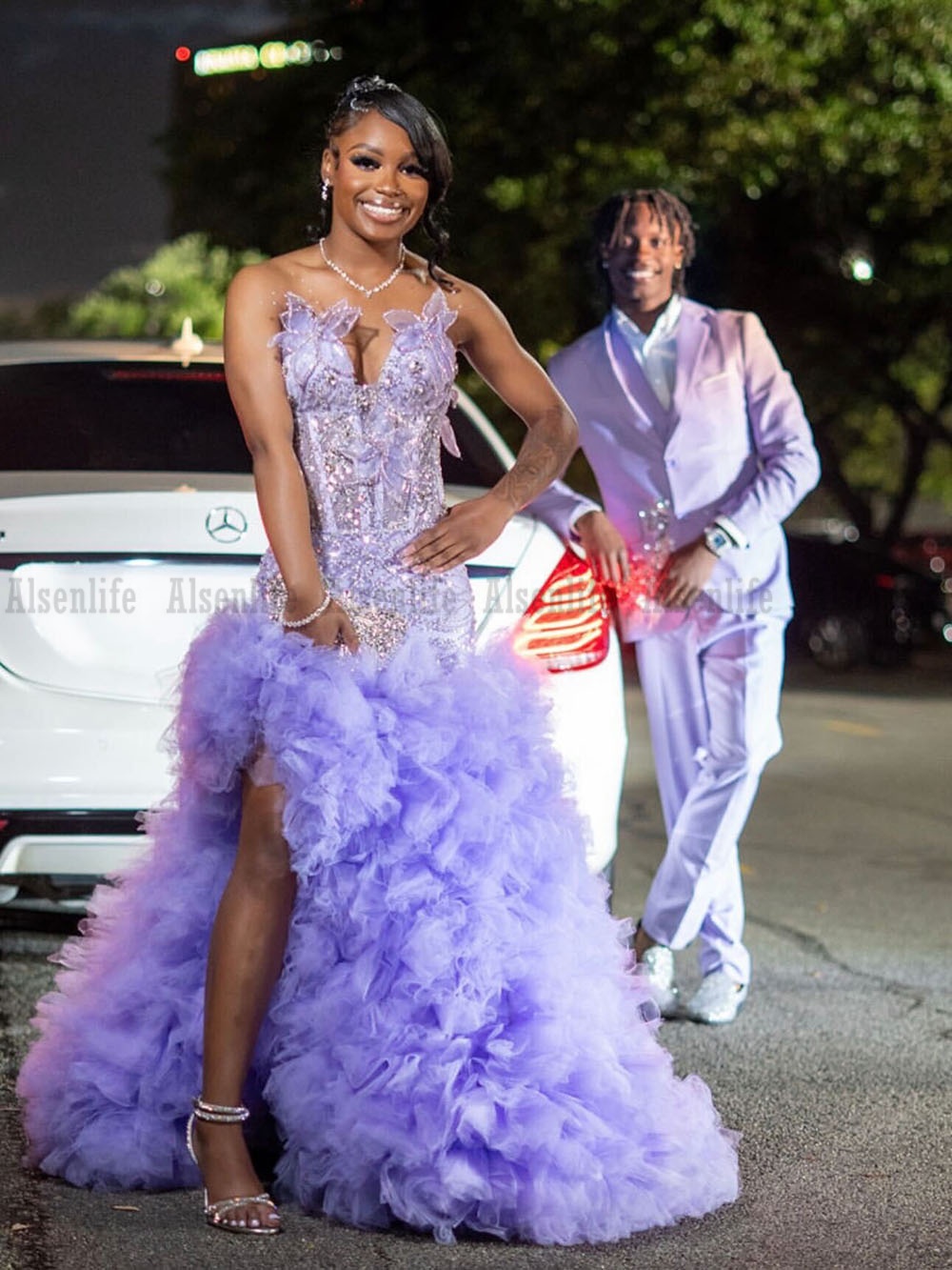 Lavender Mermaid Prom Dresses For Special Occasions 2026 Ruffles Birthday Party Dress Diamonds Bead Graduation Gown