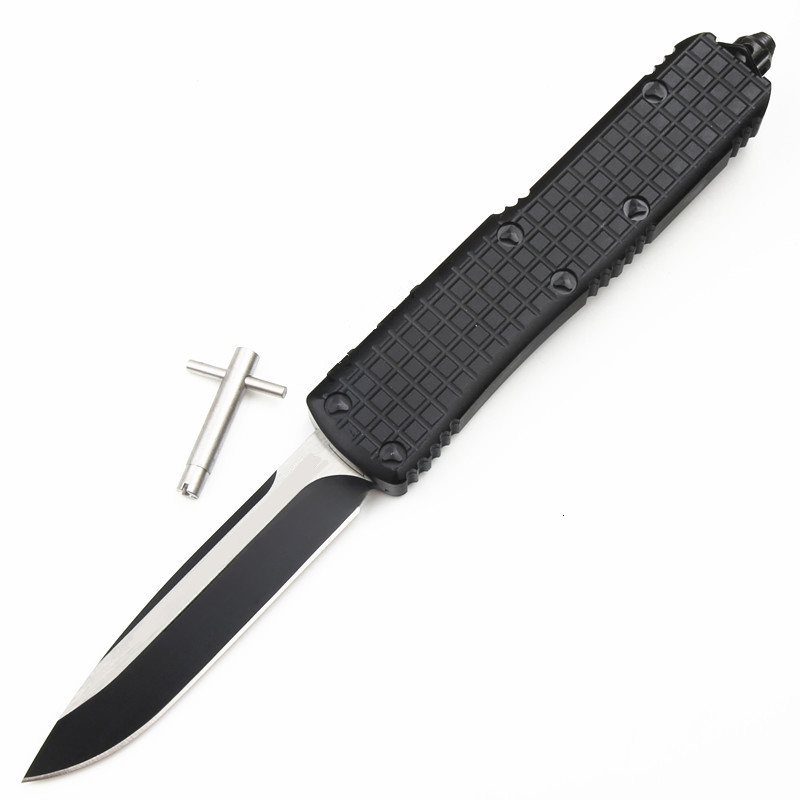 ut85 Black Portable Travel Pocket Knife, Outdoor Camping Hiking Tactical EDC Knife, D2 Steel Blade Durable Aluminum Alloy Handle