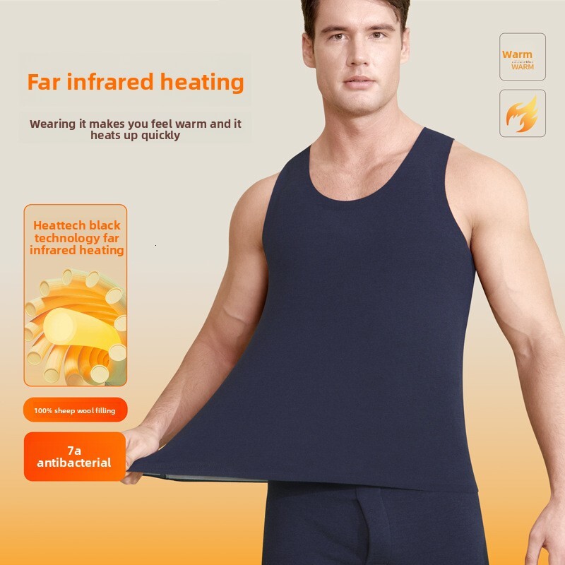 New sheep wool-filled patch thermal for women, 7A antibacterial seamless inner layer, men's autumn and winter thick fleece vest