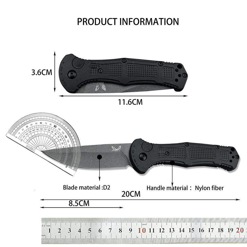 BM 9070 Folding Pocket Knife Drop Point Plain Blade Grivory Handle Hunting Camping Tactical Combat Self-defense Multitool Knives