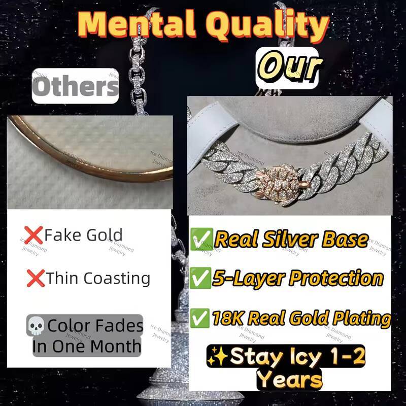 Mens Luxury High-Jewelry VVS Moissanite Diamond Cuban Bracelet with Gold Plated Ice Chain Pass Diamond Tester Hip Hop Style