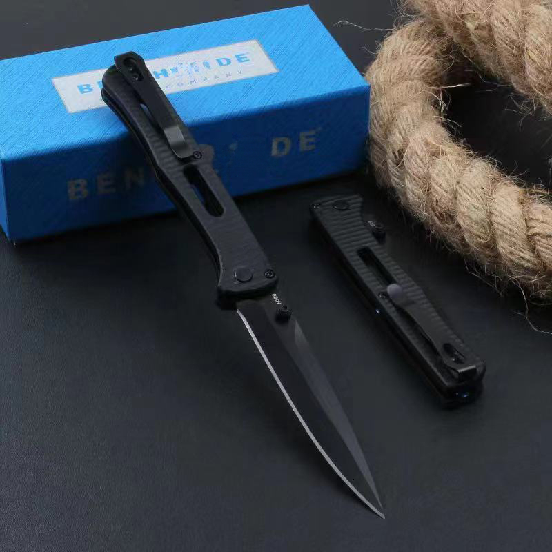 BM417 Fact Folding Pocket Knife Spear Point Blade Nylon Fiber Handle Outdoor Camping Tactical Knife Self-Defense EDC Tool