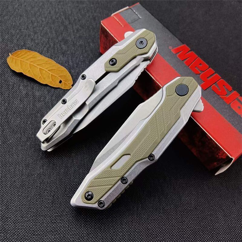 KS 1369 Folding Pocket Knife Assisted Flipper 2.95 Inch 8Cr13Mov Stonewashed Clip Point Blade G10 Handle for Camping EDC