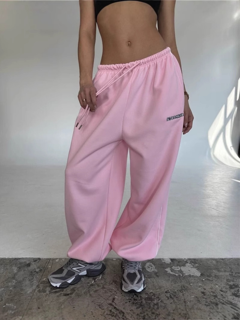 Women's Pants Autumn Street Sweatpants Y2K Aesthetic Slacks Korean K- Fashion Personalized Letters Embroidered Casual Loose Wide Leg