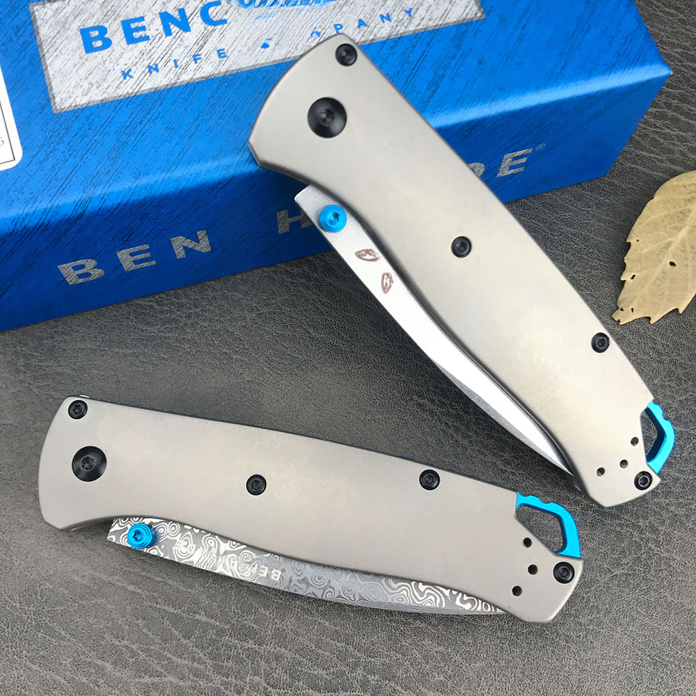 BM 535/535-TI Bugout Folding Knife 3.24" Damascus TC4 Handles Outdoor Camping Hunting EDC Self Defense Pocket Knives Top Ver.
