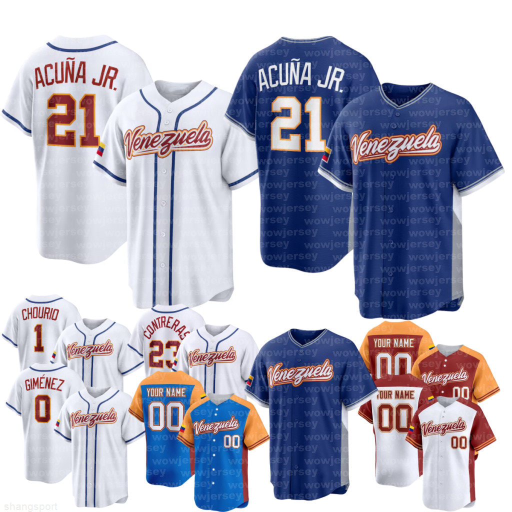 21 Ronald Acuna Jr Venezuela 2026 World Baseball Jerseys WBC Gleyber Luis Arraez Jackson Chourio Willson Contreras Andres Gimenez
