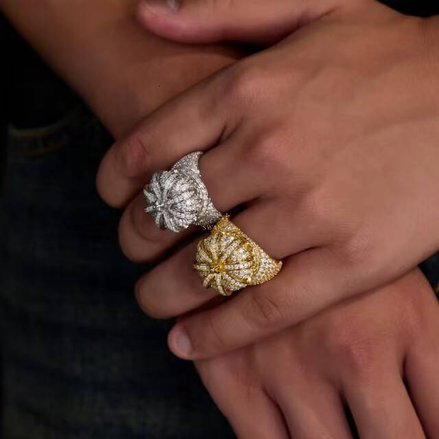 Luxury 925 Sterling Silver Crown Ring with Moissanite Diamonds Iced Out Hip Hop Wedding Statement Jewelry for Men Women