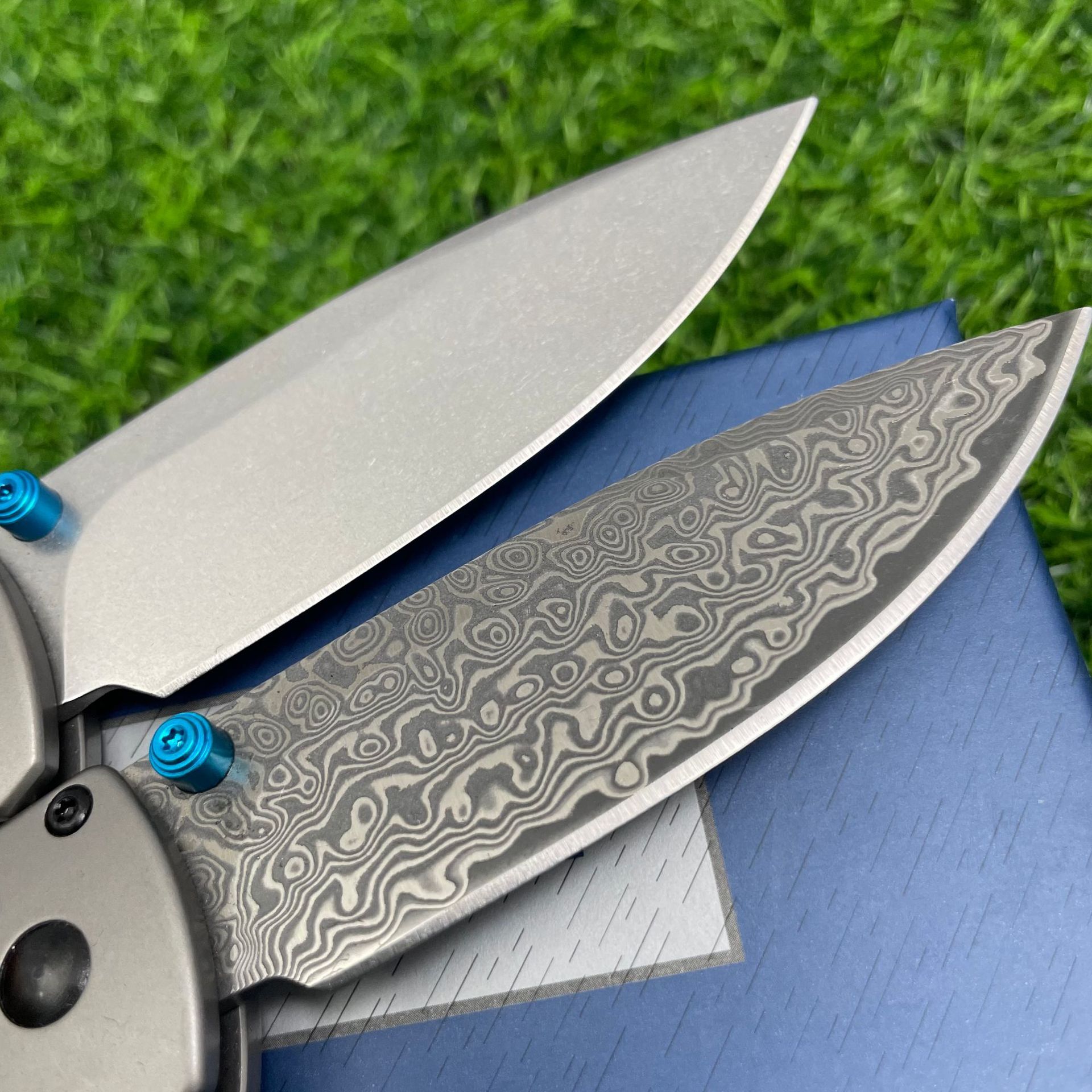 BM Mini 535/533-TI Damascus Titanium alloy Handles Bugout Folding Knife Outdoor camping hunting pocket EDC utility KNIVES