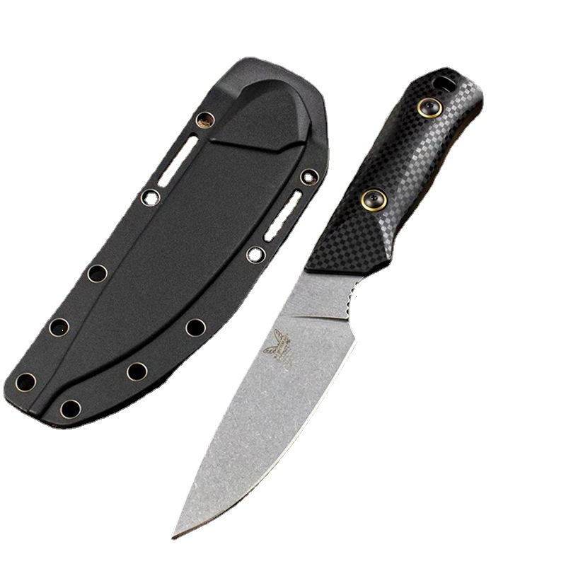 High Hardness BM 15600 Fixed Blade Knife D2 Steel Drop Point Blade Nylon Fiberglass Handle Tactical Self Defense Knife