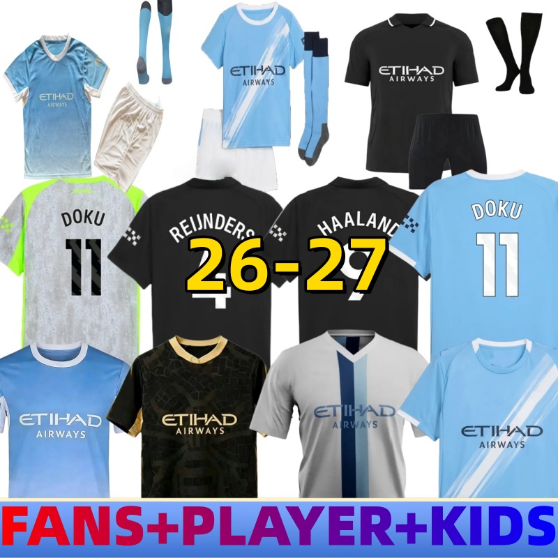 mans city 25 26 27 Soccer Jerseys HAALAND RODRIGO Reijnders Bernardo FODEN DE BRUYNE Gvardiol Doku fans player version 2025 2026 Football Shirt Mens kids kit uniform
