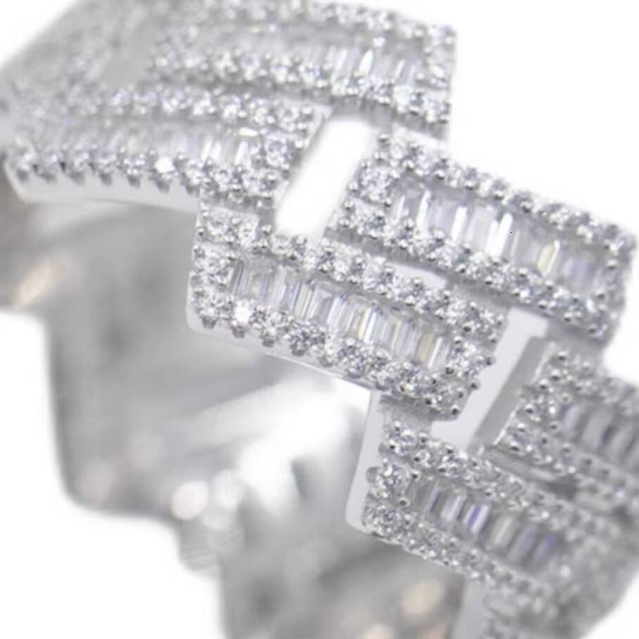 Fashion Jewelry 925 Silver VVS Baguette Moissanite Diamond Iced Out Ring Men Ring for Hip Hop Life