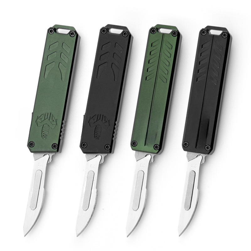Removable Blades Mini Pocket Assisted Knife Aluminum Alloy Handles Outdoor Camping Cutting Tools for Gifts