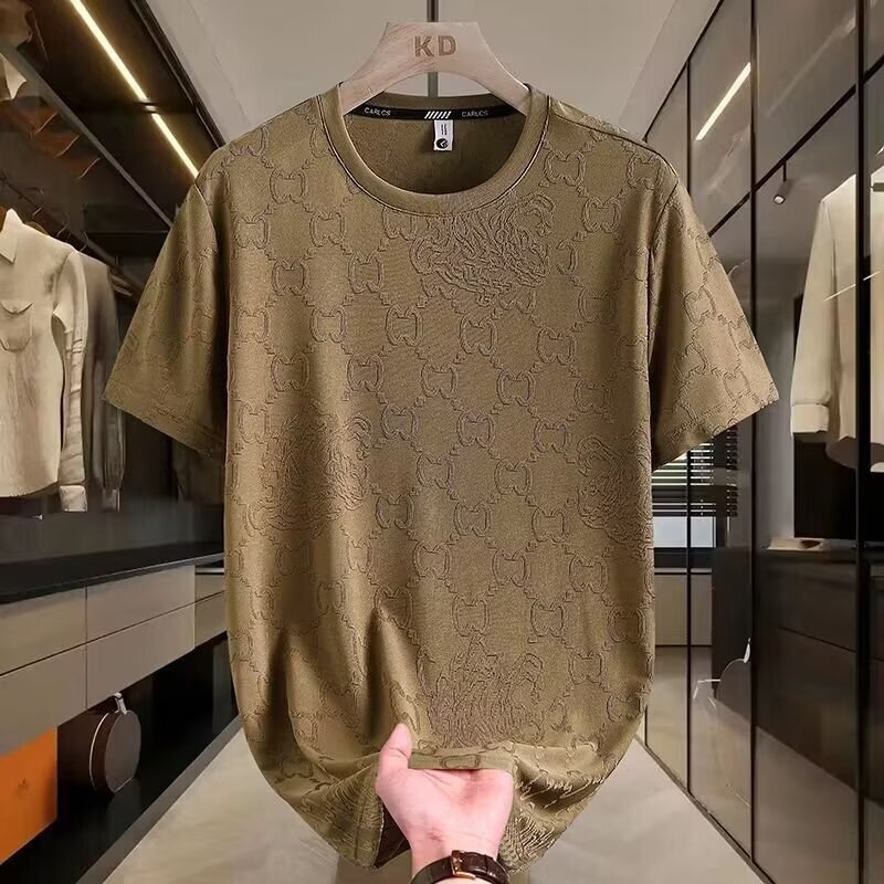 Summer 2026 Fashion Thin Designer T-shirt High End Ice Silk Ice Sensation Short Sleeved T-shirt Men's Trendy Men's Half Sleeve Top Clothes