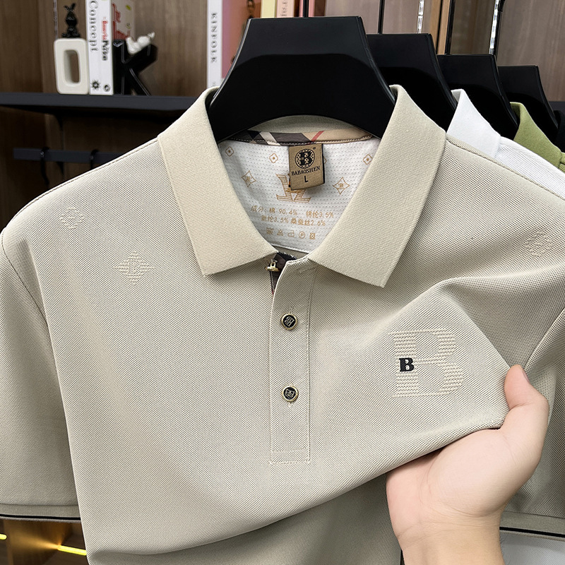Designer Embroidered Logo Polo Shirt Mens Business Casual Short Sleeve Breathable Top For Daily Work Office Summer Fashion In Multiple Colors