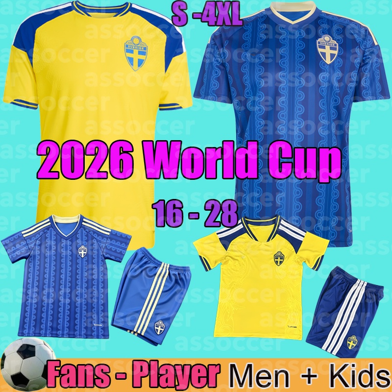 26 Sweden 2026 Home away soccer Jersey men kids football shirts kits sets