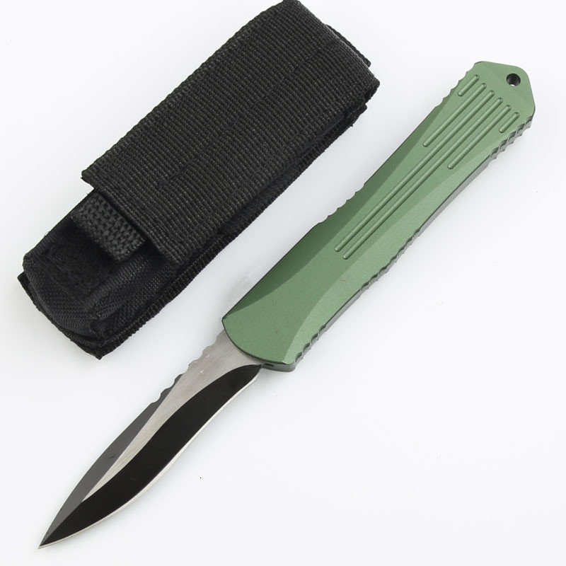 High-hardness outdoor folding knife with green handle, made of aviation aluminum, D2 blade wilderness survival, sharp portable, suitable for camping a