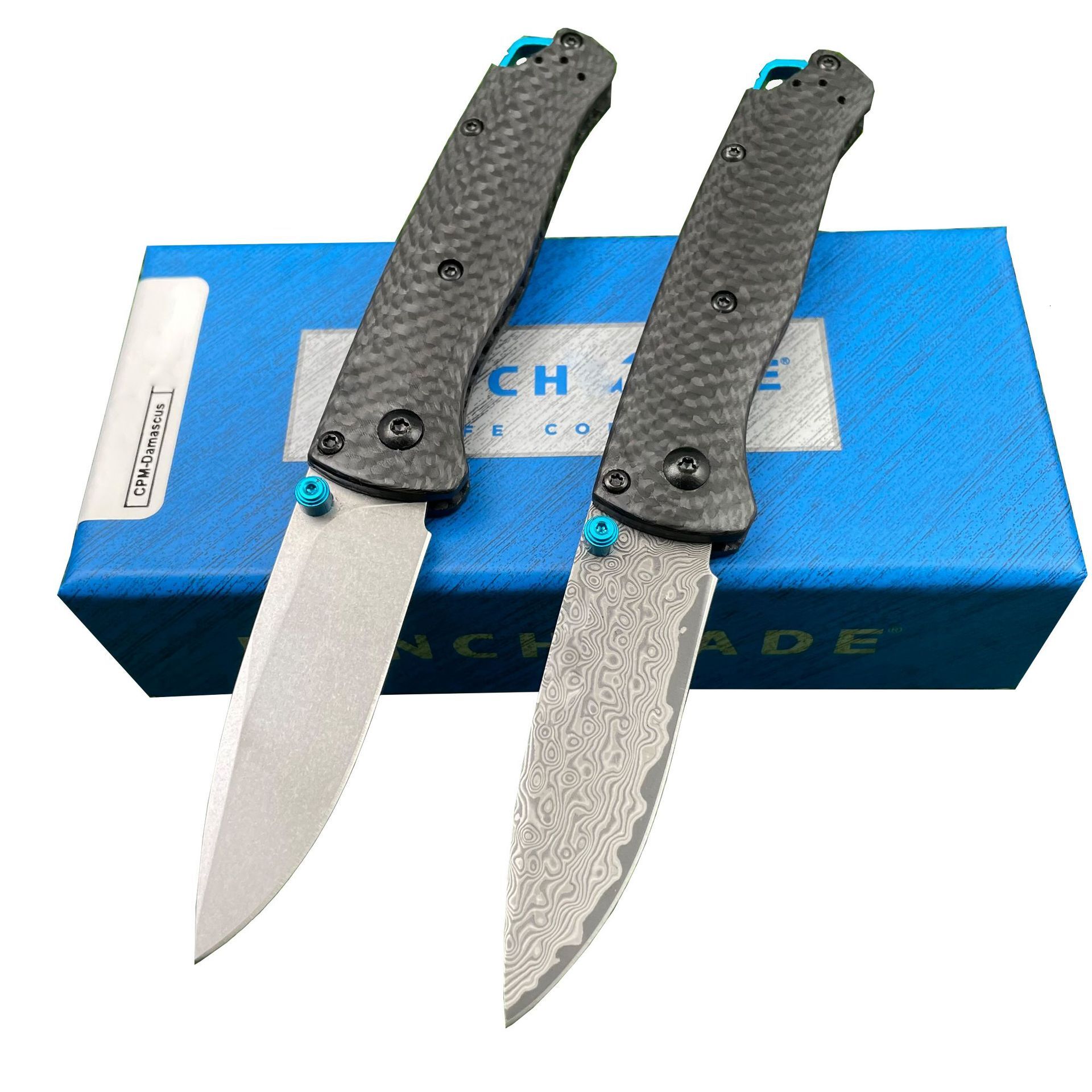 BM535 Folding Tactical Knife Damascus Steel Blade Bugout Knife Carbon Fiber Handle Pocket Outdoor Camping Self-defense Knives