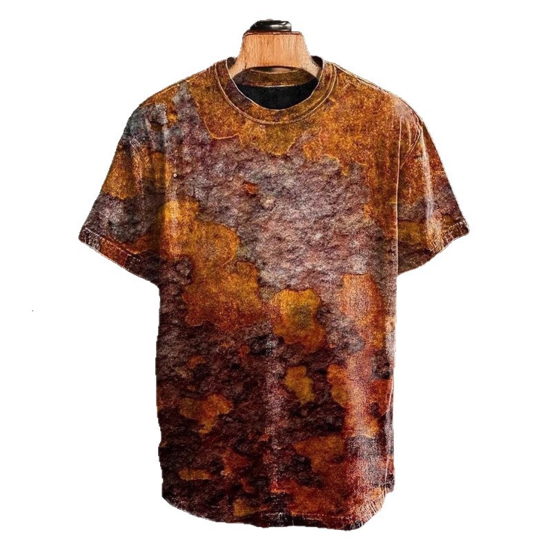 Mens Designer Vintage Baroque Print T Shirt Short Sleeve Crew Neck Streetwear Top Hip Hop Style Gold Black Pattern Casual Daily Wear