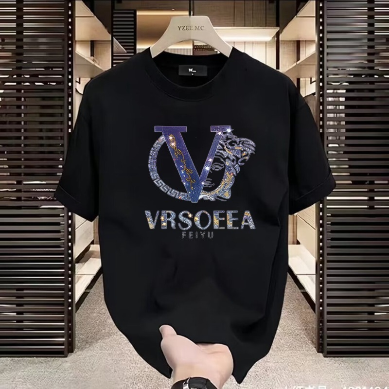 Men's short-sleeve t-shirt for summer, round neck, loose fit, pure cotton, trendy and stylish, with ins character print, casual and versatile