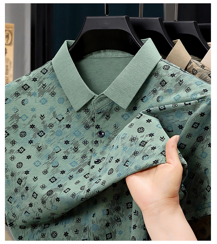 Designer Polo Shirt Mens Ice Silk All Over Print Business Casual Short Sleeve Breathable Top For Summer Daily Work Fashion In Multiple Colors