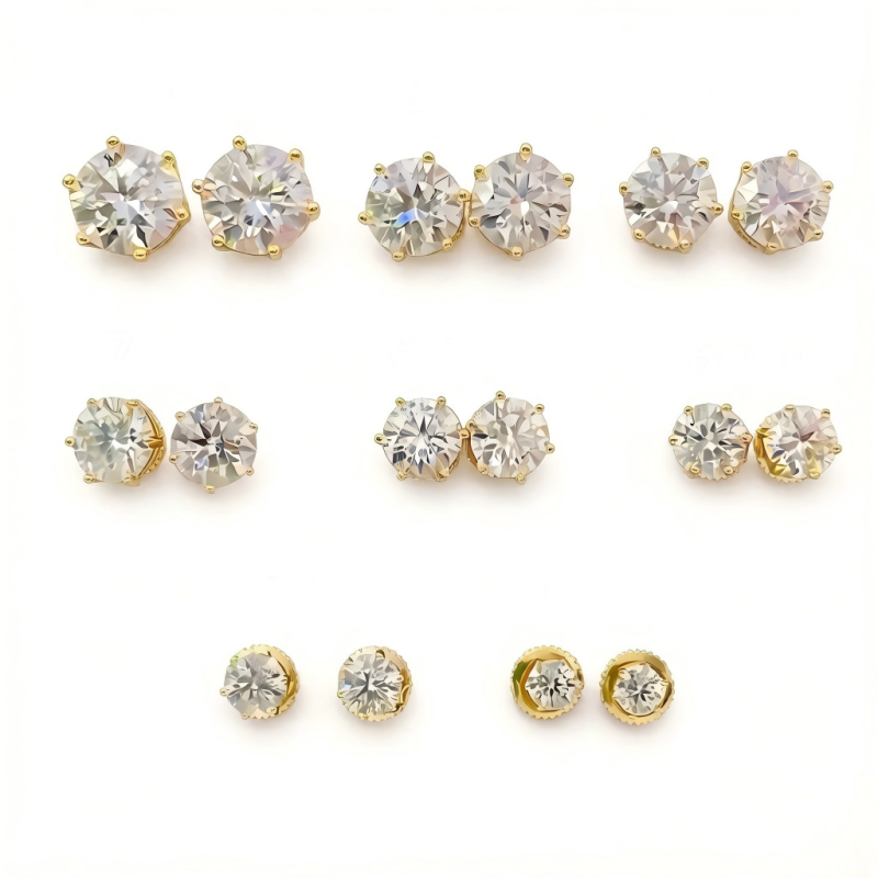 Moissanite earrings classic 6 prong 925 silver screw back stud - view 3
