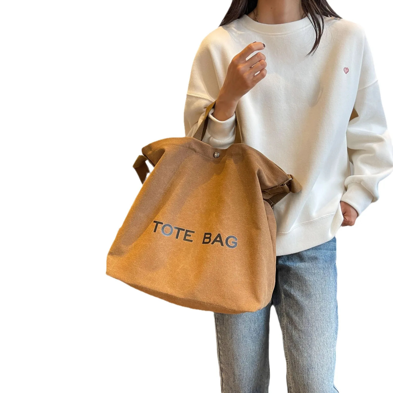 Thickened Canvas Retro Tote Bag Premium Sense Handbags Commuter Bag Large Capacity Student Shoulder Bags for Women 260428