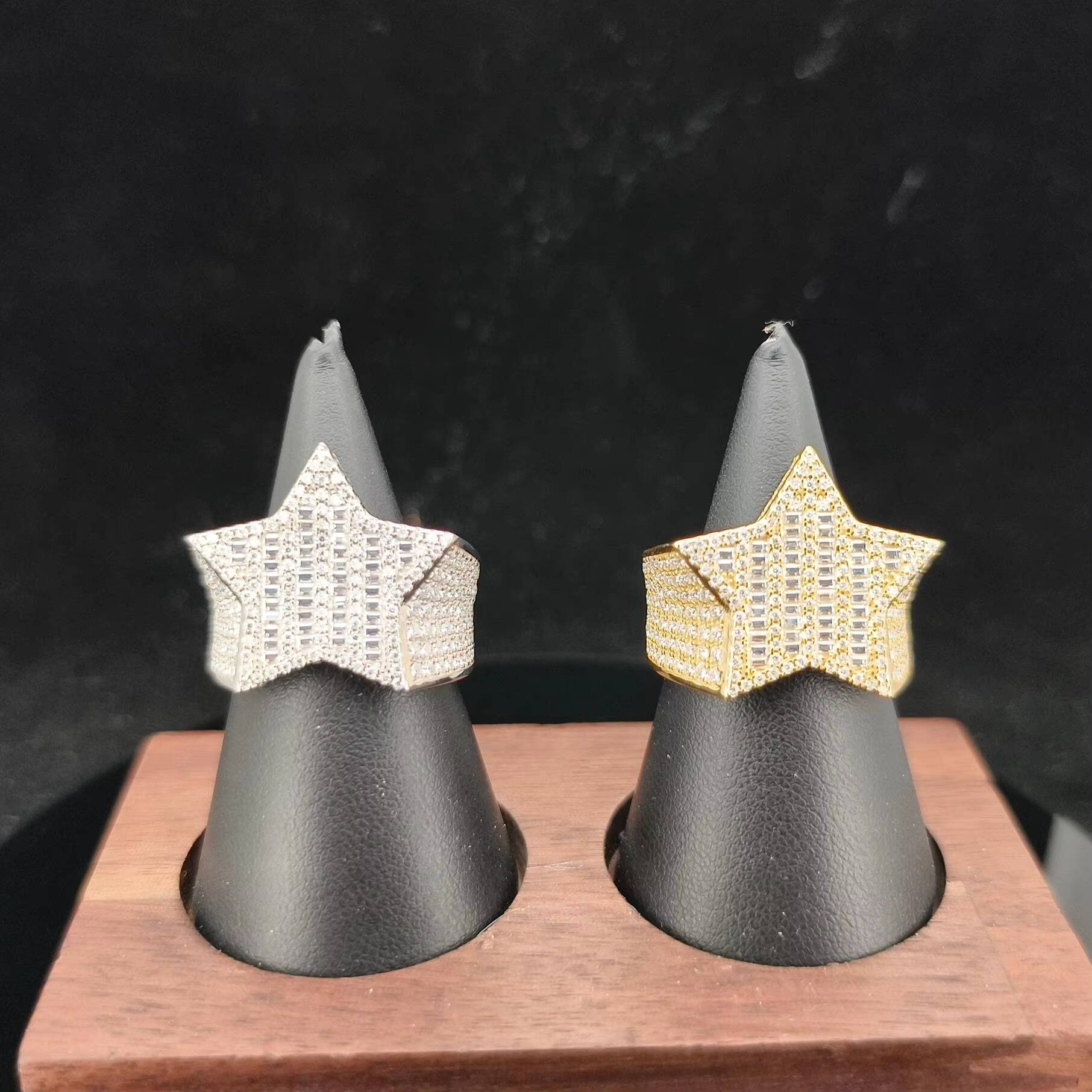 2025 Star Hip Hop Full Melee Moissanite Rings S925 White Yellow Gold Plated Mens GRA Certificate Ring
