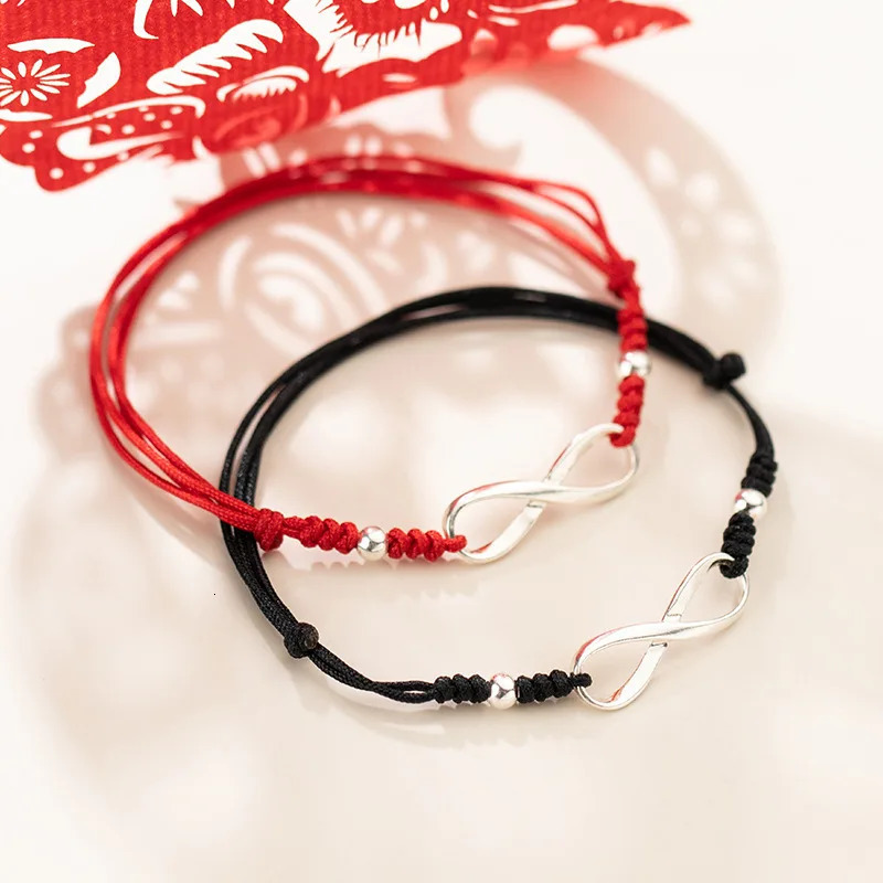 La Monada 925 Silver Eight Infinite Red Rope Bracelets Red Thread Line String Jewelry Bracelets For Women Lucky Adjustable 260427