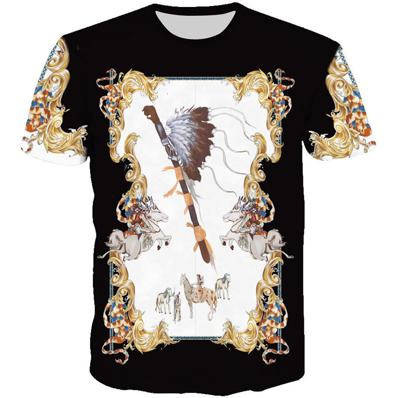 Mens Designer Luxury Baroque Print T Shirt Short Sleeve Crew Neck Casual Streetwear Top Gold Black Pattern Fashion Style Summer Daily Wear Plus Size