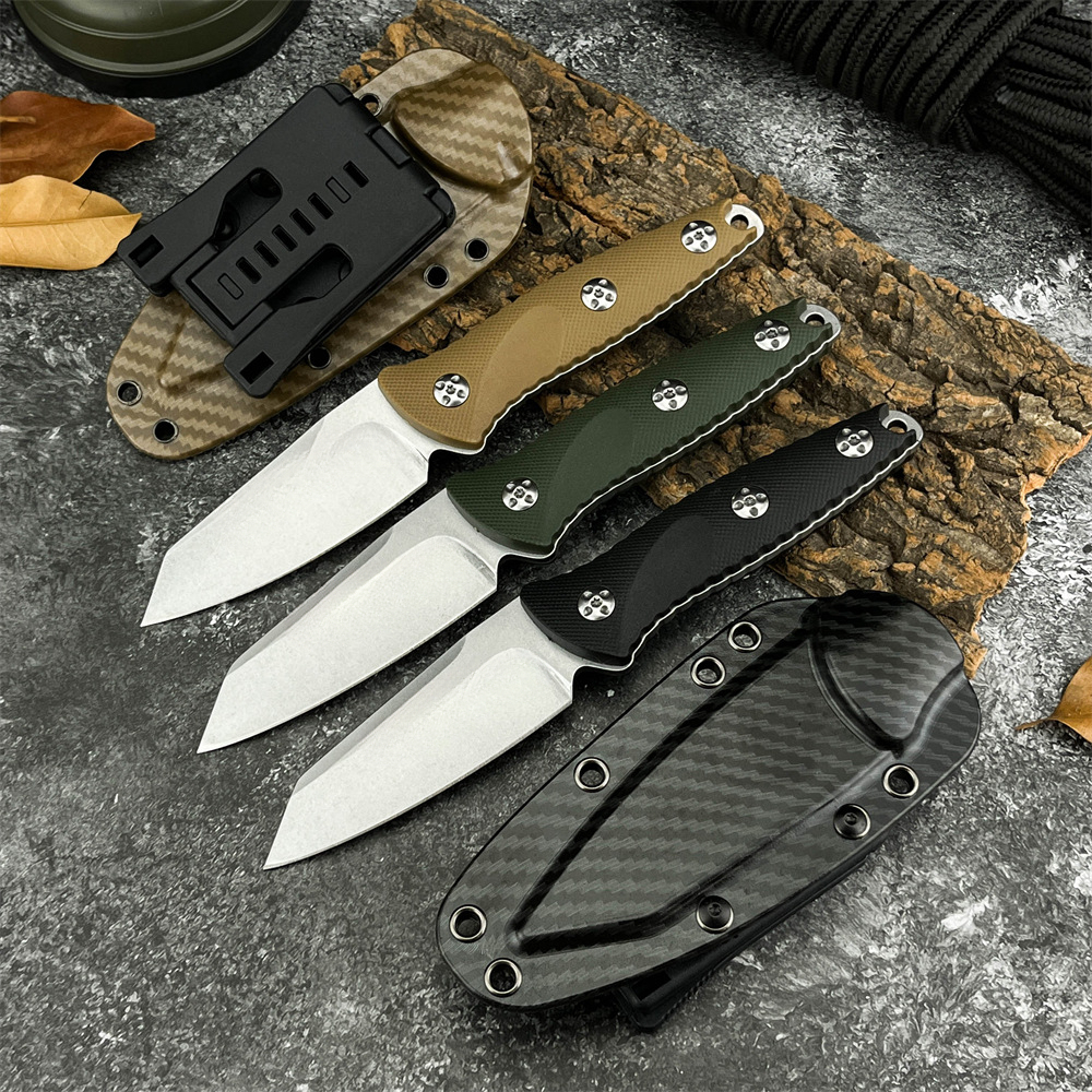 93M high-hardness outdoor straight knife, convenient for hiking, camping, fruit cutting, fishing, and meat cutting