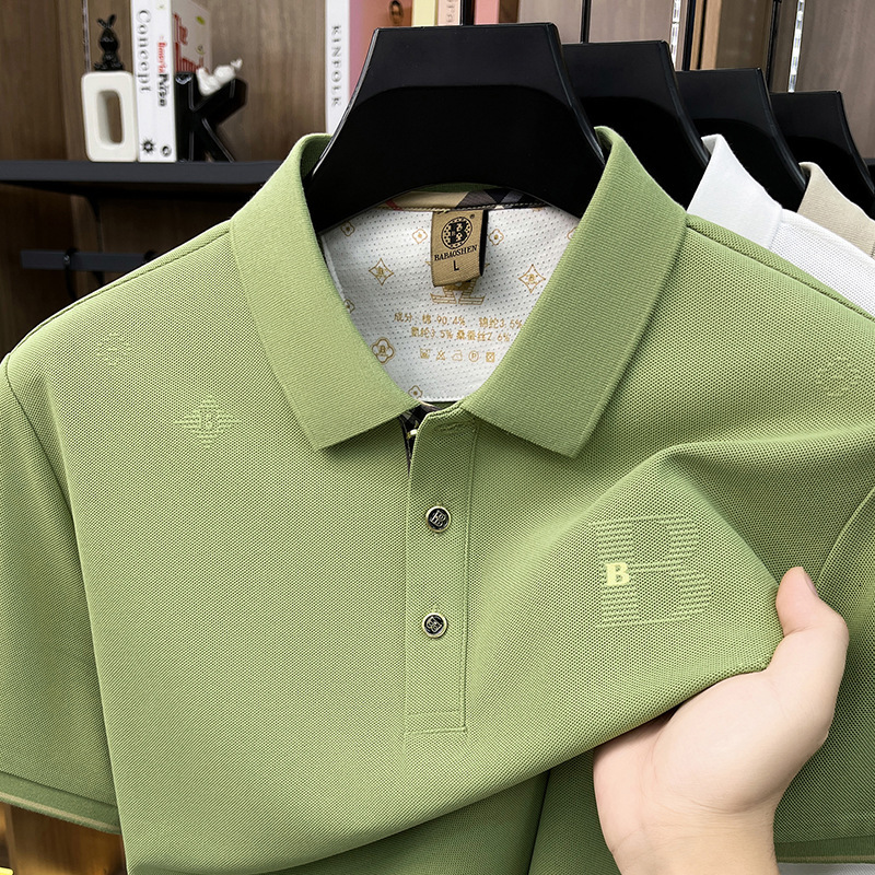 Designer Embroidered Logo Polo Shirt Mens Business Casual Short Sleeve Breathable Top For Daily Work Office Summer Fashion In Multiple Colors