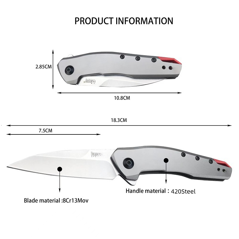 KS 1415 Stainless Steel Anti-Slip Folding Knife 8Cr13Mov Blade 420 Steel Handle Portable EDC Multi-Functional Tool Men's Gift
