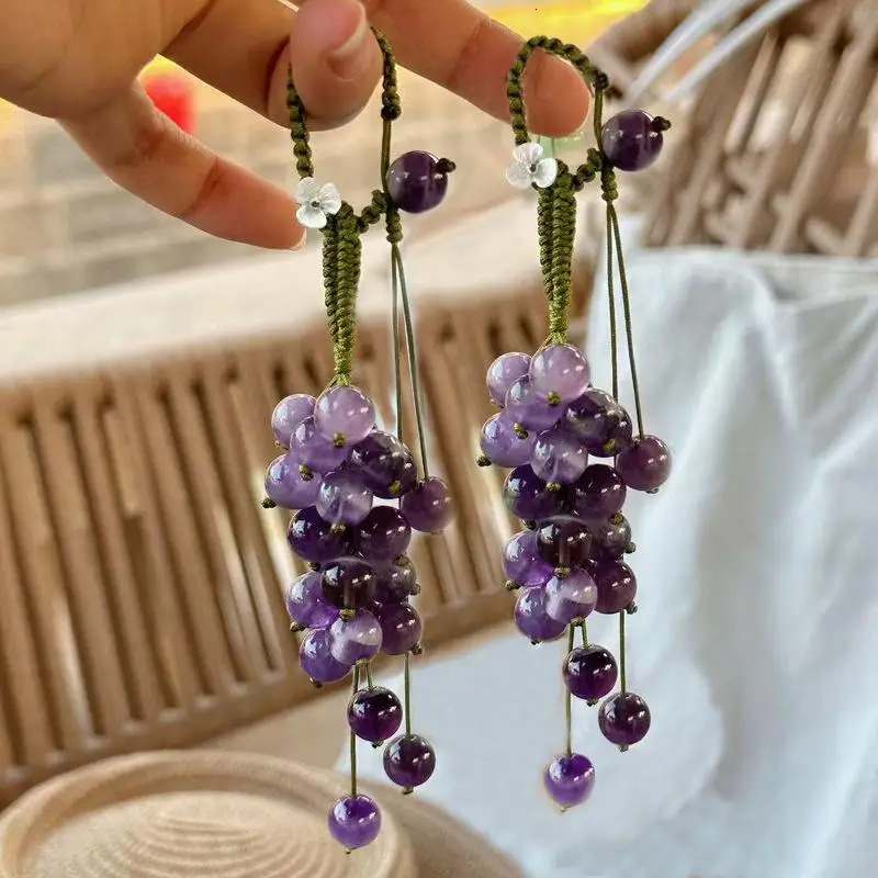 Summer Fresh Handmade Grape Keychain Womens Cute Bag Charm Cute Fruit Pendant DecorationYY26 260427