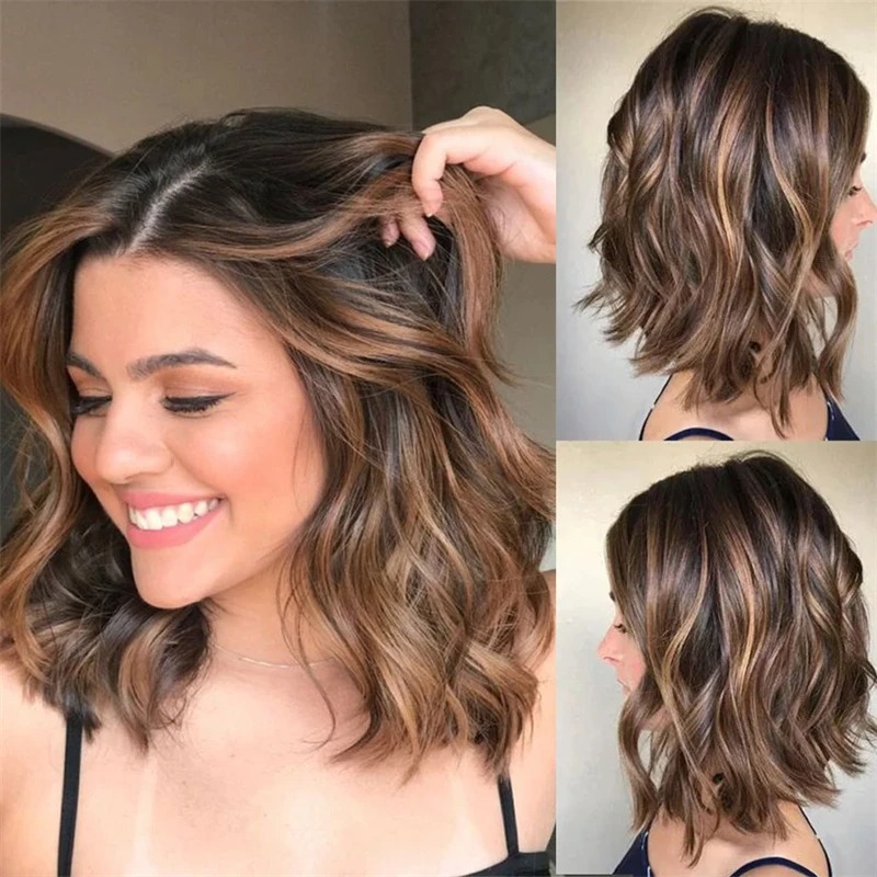 Short Bob Wig 14 Inch Blonde Highlight 13x4 13x6 HD Lace Front Human Hair Pre Plucked Loose Deep Wave Bob Wig Natural Hairline