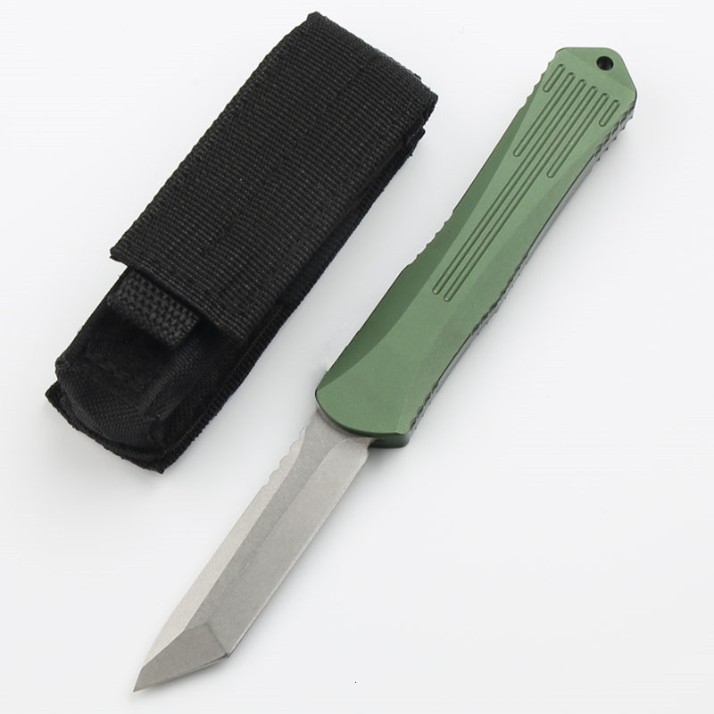 High-hardness outdoor folding knife with green handle, made of aviation aluminum, D2 blade wilderness survival, sharp portable, suitable for camping a