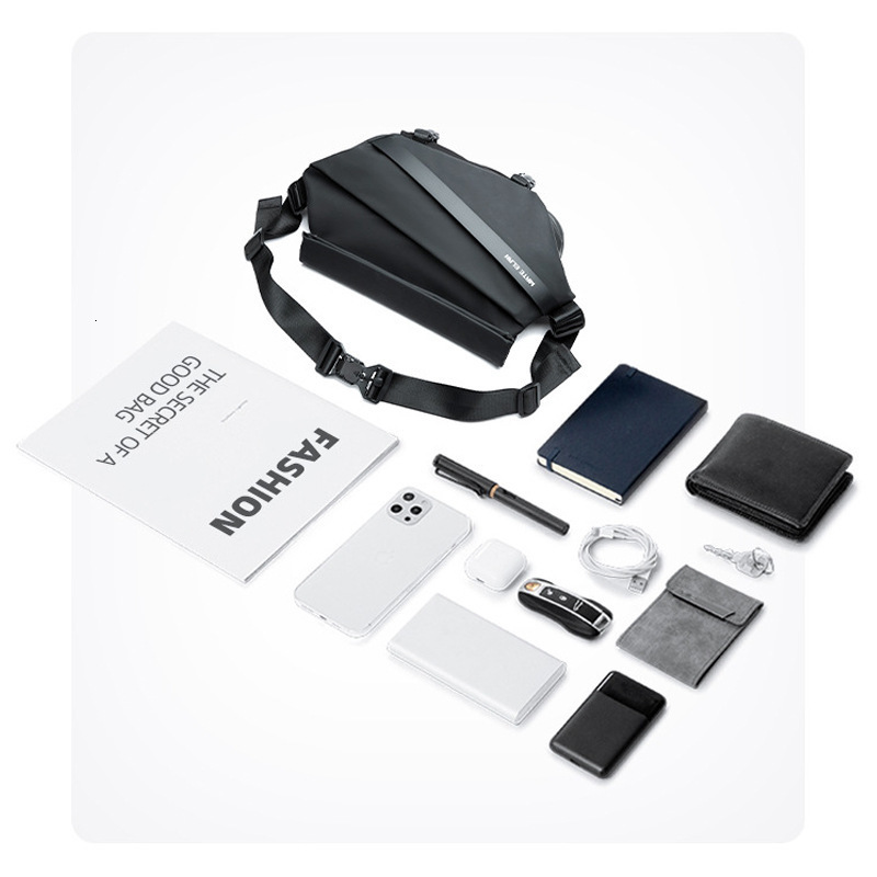 MATE ELAN Premium Black Waterproof Cross Body Bag Personality Fashion Men Novel Messenger Minimalist Sling Shoulder