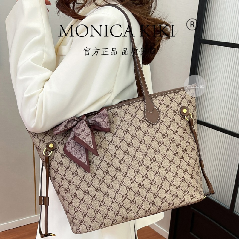 MONICA KIKI New Luxury Commuter Outdoor Large Capacity Designer Tote Bag Retro Printed Versatile Shoulder Bag for Women
