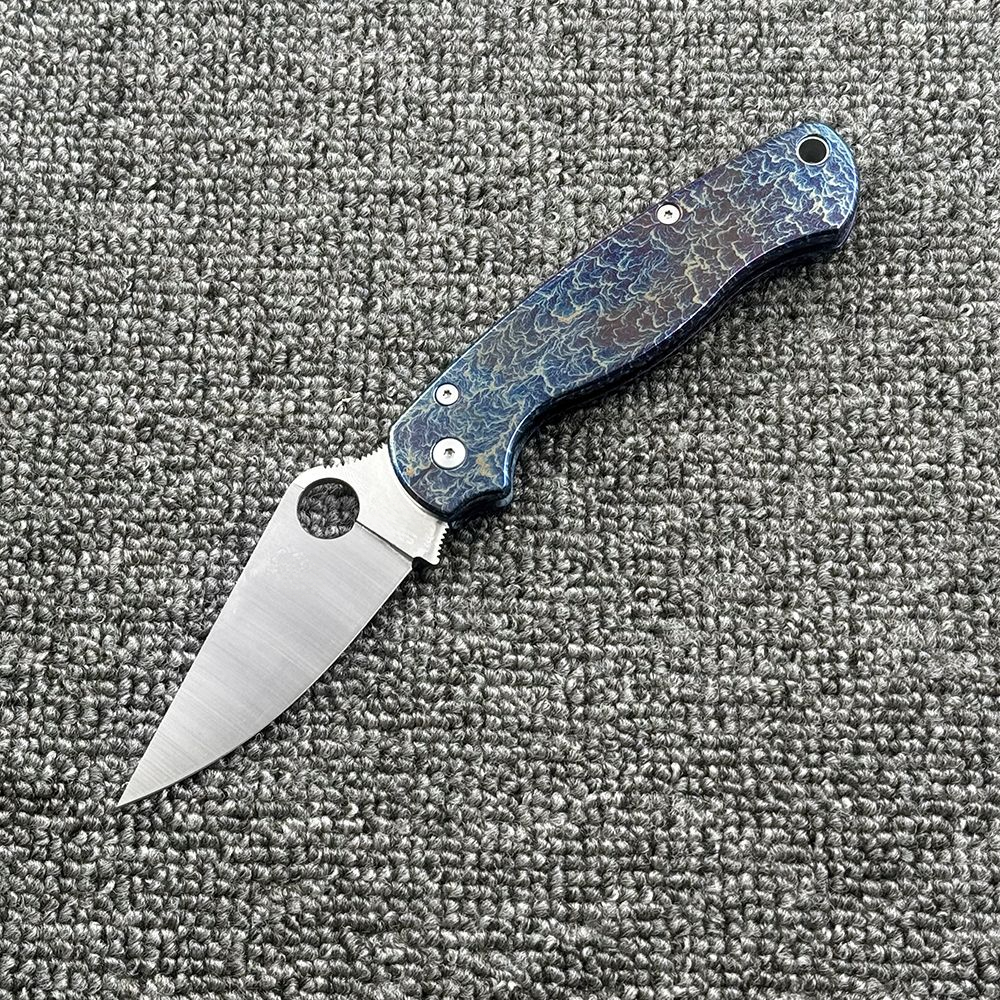 C81 Titanium Alloy Handle Folding Outdoor Camping Wilderness Survival High Hardness Pocket Tool Knife