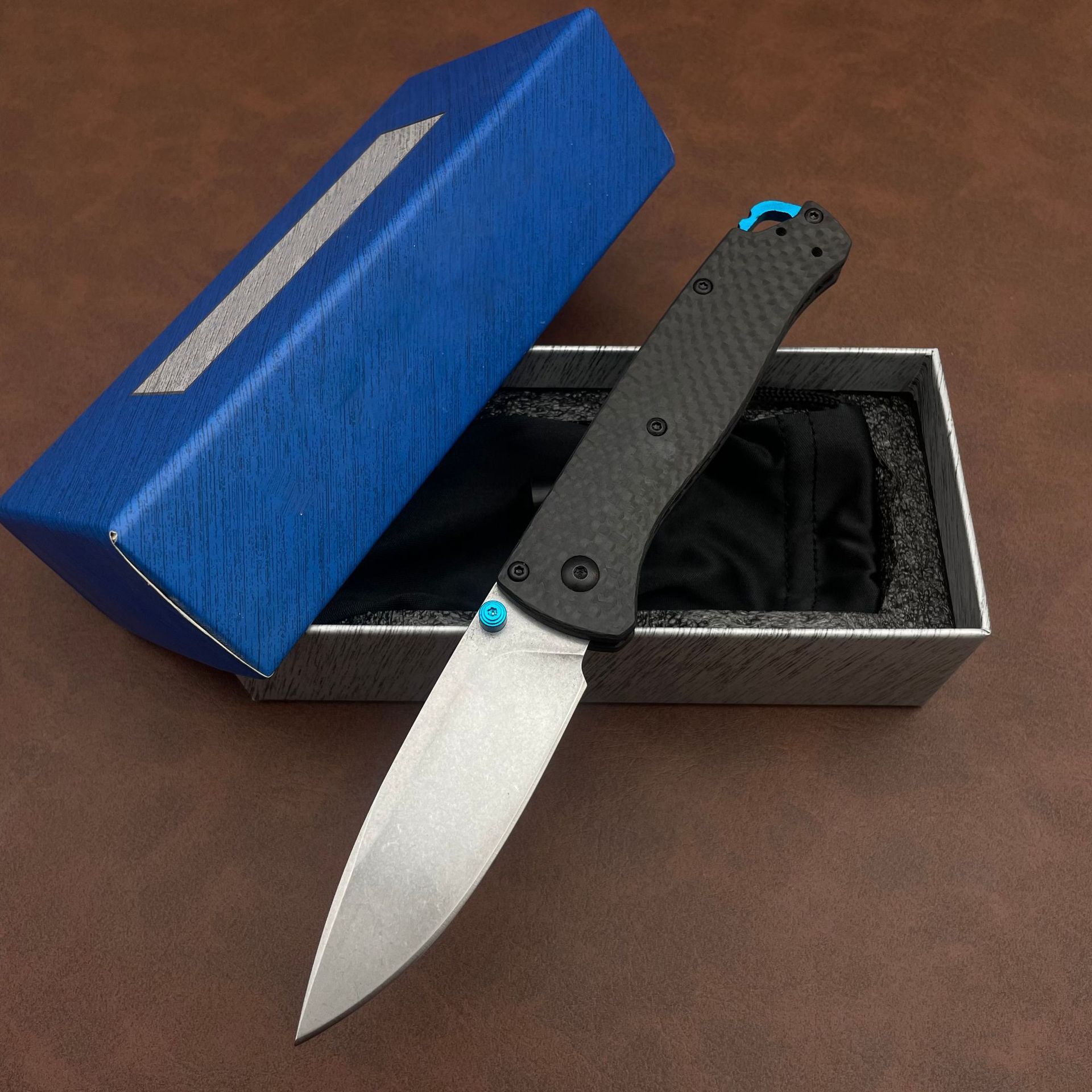 BM 533/535 Folding Knife Damascus Steel Blade Carbon Fiber Handles Sharp Field Hunting Knife Survival Tactical Tool with Pocket Clip