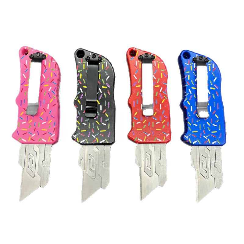 Mini Aluminum Folding Utility EDC Knife Box Cutter Pocket Utility Knife with Replaceable Blades Belt Clip
