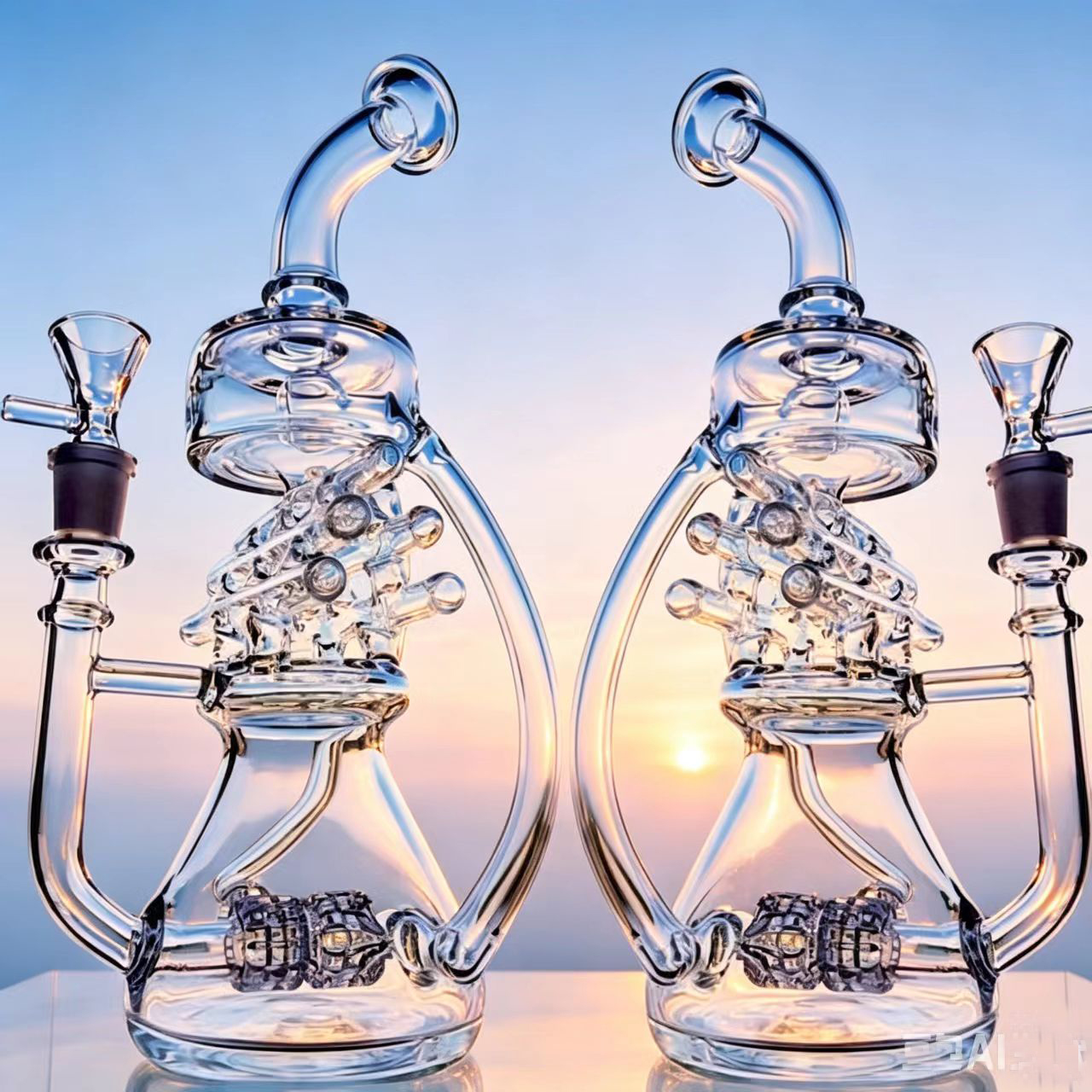 Recycler Glass Bong Freezable Coil Sprial Hookahs Glass Water Bongs Smoking Glass Oil Water pipe Bubbler Swiss Perc with 14mm