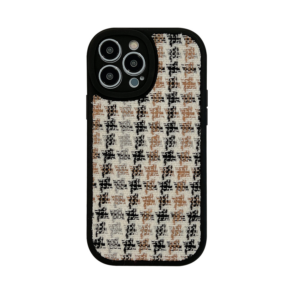 Luxury Phone Case Designer Knitted Houndstooth Phone Case For Apple Iphone 16/17 Pro Max Retro Style Protective Cover For Iphone 15/12/11/XS